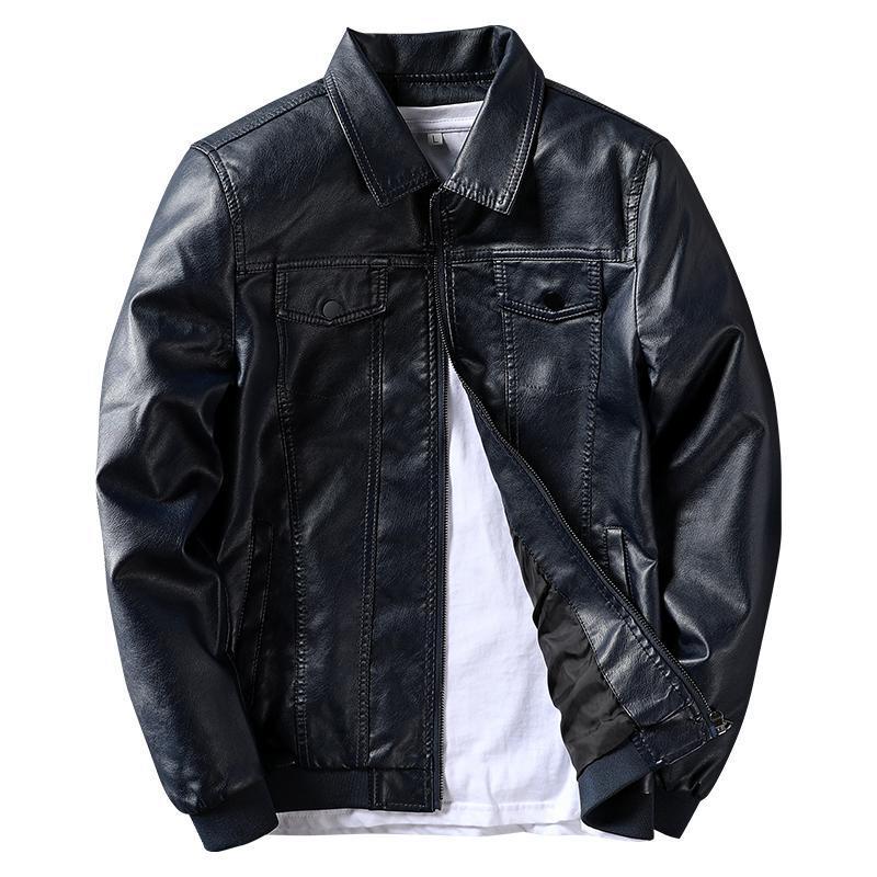 革ジャン メンズ ライダースジャケット レザージャケット 開襟 スリム ロック系 PU