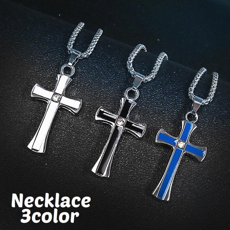 ネックレス ペンダント メンズ アクセサリー ラインストーン チェーン クロス 十字架 シンプル おしゃれ かっこいい カジュアル プレゼント ギフト