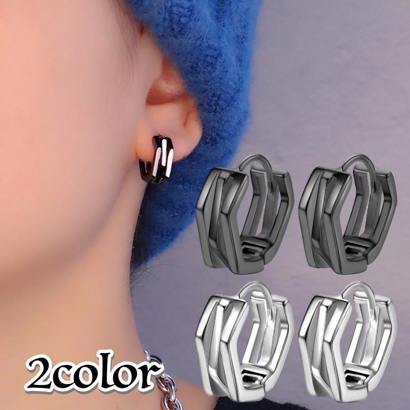 ピアス フープピアス リングピアス ペア アクセサリー メンズ 黒 かっこいい 個性的 おしゃれ ギフト 記念日 誕生日 プレゼント 贈り物 ファッシ