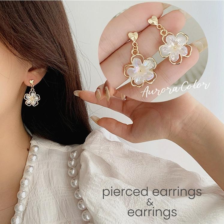 ピアス スタッドピアス イヤリング イヤークリップ レディース 女性 アクセサリー 揺れる フラワー お花 お洒落 可愛い ファッション小物 ギフト