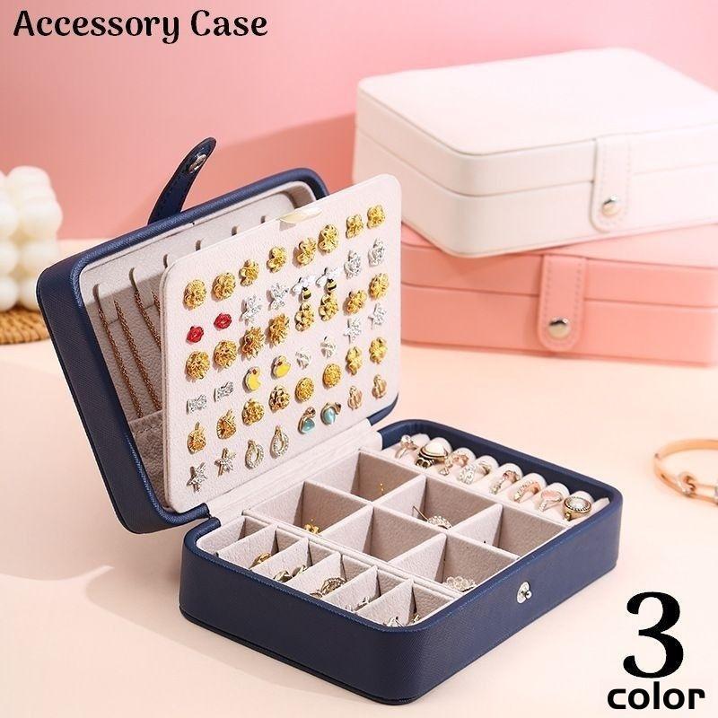 アクセサリーケース ジュエリーボックス PUレザー 大容量 コンパクト 携帯用 持ち運び 収納 リング 指..
