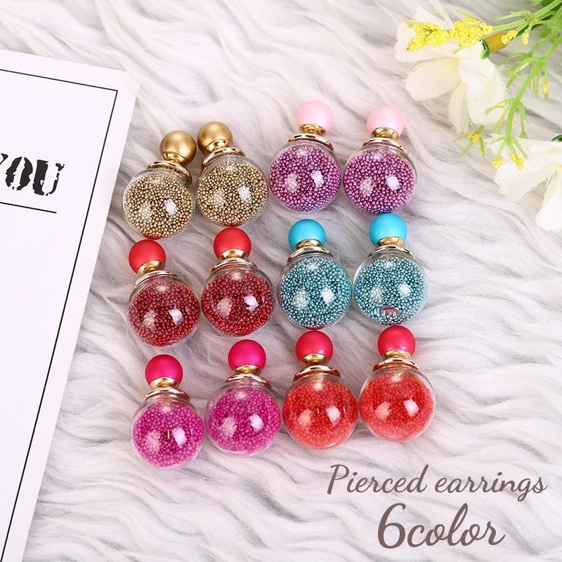 スタッドピアス バッグキャッチピアス アクセサリー レディース 女性用 ガラスドーム ビーズ 動く メタ..