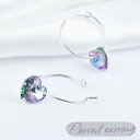 ピアス フープピアス リング アクセサリー レディース ハート ラインストーン 銀色 シルバーカラー 宝石風 ゆらゆら 揺れる かわいい おしゃれ 上