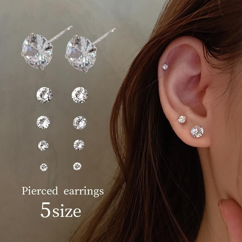 ピアス 両耳用 スタッドピアス アクセサリー レディース 女性 ラインストーン 華奢 シンプル かわいい おしゃれ ギフト プレゼント 贈り物