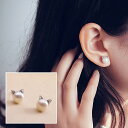 ピアス パール 猫 猫耳 シンプル シルバー レディース スタッドピアス 可愛い アクセサリー ギフト プレゼント