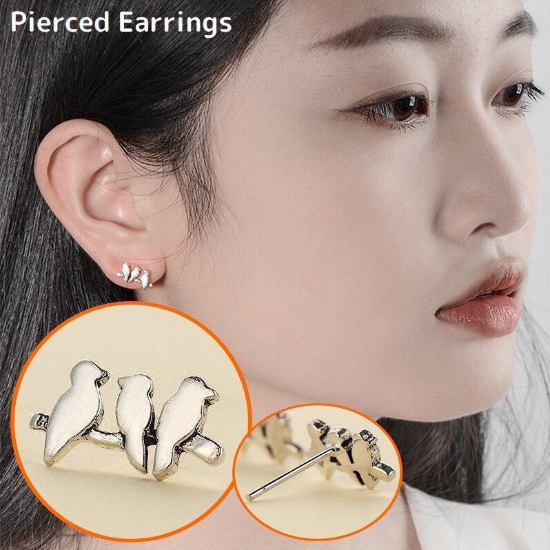 スタッドピアス レディース アクセサリー 小鳥 バード 3連 耳飾り 華奢 小さめ かわいい 可愛い おしゃれ プレゼント ギフト