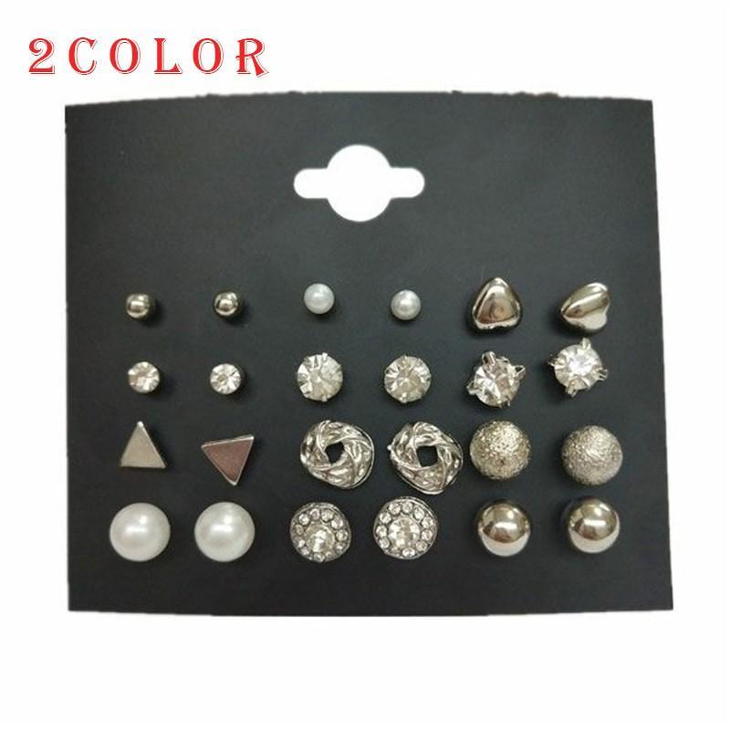 ピアス セット 12個セット シンプル 小ぶり 丸型 三角 パール風 クリスタルストーン ダイヤ風 ゴールド..