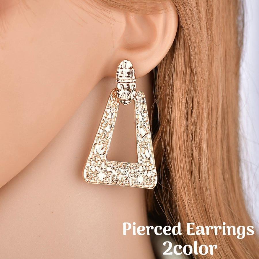 ピアス レディース 女性 女子 女の子 アクセサリー ファッション小物 三角 トライアングル 楕円 ゴールドカラー レトロ調 ギフト プレゼント 贈り