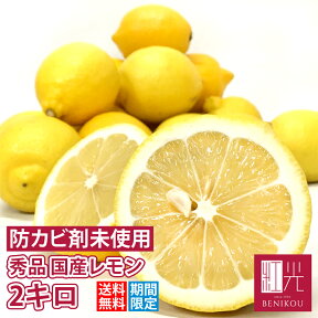 国産レモン 国産 秀品 2kg ノーワックス 防腐剤不使用 静岡産 国産レモン lemon 果物 フルーツ あす楽「北海道・沖縄は+1100円」