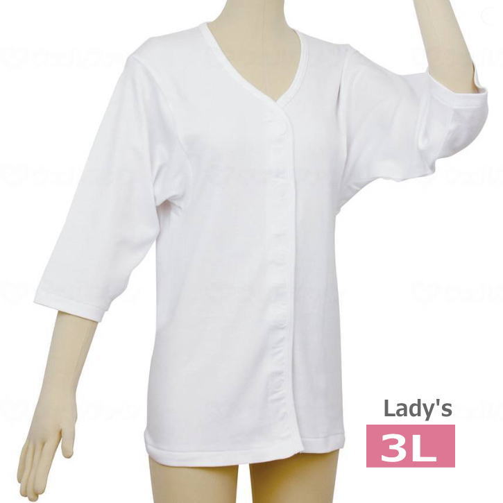 ＼クーポン配布中／婦人用 テイコブ ワンタッチ肌着 七分袖 3Lサイズ 綿100% （幸和製作所）UN04W マジ..