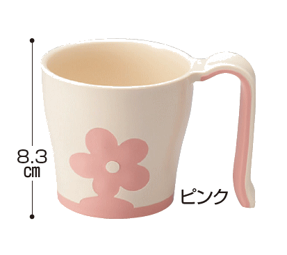 でんでんマグカップ UPC-180 240ml 東海興商 ピンク/オレンジ/イエロー/グリーン　持ち手付き　握りやすい　掴みやすい　スタッキング　積み重ね　重ねられる　水に沈む