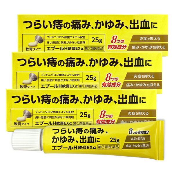 【第(2)類医薬品】エプールH軟膏EXα 25g 3個セット メール便送料無料 / 外用痔疾用薬 痔薬 痔 軟膏 痔の薬