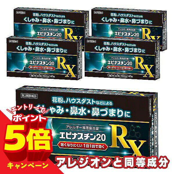 【エントリーでP5倍】【第2類医薬品】 エピナスチン20 RX 鼻炎薬 花粉症薬 40錠 5個セット ※セルフメディケーション税制対象商品 送料無料