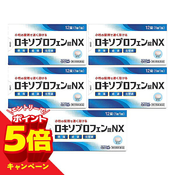 【エントリーでP5倍】【第1類医薬品】ロキソプロフェン錠 NX 12錠 × 5個セット 頭痛薬 解熱鎮痛薬 ※セルフメディケーション税制対象商品 メール便送料無料