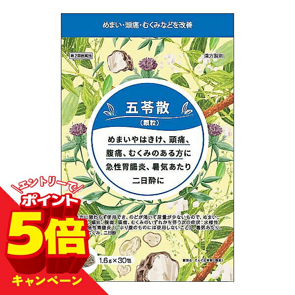 【エントリーでP5倍】【第2類医薬品】てんぐ五苓散 顆粒 1.6g×30包 メール便送料無料 / 漢方薬 ごれいさん ゴレイサン 低気圧 頭痛 低気圧不調 天気痛 気象病 気圧 むくみ 水溶性下痢 急性胃腸炎 暑気あたり 二日酔い はきけ 腹痛