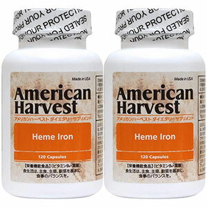 アメリカンハーベスト ヘム アイアン HEME IRON ヘム鉄 120粒 2個セット あす楽対応