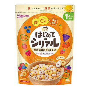 商品特徴・手軽に苦手な野菜がとりやすい緑黄色野菜入り ・たっぷりの鉄・カルシウムに加え、食物繊維も摂れる・つまみやすく、スプーンですくいやすい大きさ ・4種類の緑黄色野菜と4種類のくだもの、国産米をパフにした甘さひかえめのシリアルです。・野菜やくだもののやさしい風味です。原材料 にんじん・トマト・かぼちゃ・パプリカパフ(米粉(米(国産))、オーツ麦粉、水溶性食物繊維、にんじん粉末、砂糖、トマト粉末、かぼちゃ粉末、パプリカ粉末)、ブルーベリー・ぶどう・ラズベリー・いちごパフ(米粉(米(国産))、オーツ麦粉、水溶性食物繊維、砂糖、ブルーベリー果汁粉末、ぶどう果汁粉末、ラズベリー果汁粉末、いちご果汁粉末)／炭酸カルシウム、酸化防止剤(ビタミンE)、ピロリン酸鉄、(一部に大豆を含む) 栄養成分1食(8g)当たり エネルギー：30kcal、たんぱく質：0.52g、脂質：0.16g、炭水化物：6.87g(糖質：6.3g、食物繊維：0.57g)、食塩相当量：0〜0.004g、カルシウム：32mg、鉄：0.80mg 注意事項・本品製造工場では、小麦・卵・乳成分を含む製品を製造しています。(乳児用食品と同等の管理) ・お子さまが一度に頬張らず、じゅうぶんにかみくだいて上手にのみこみ終わるまで、必ず見守ってあげてください。 ・食べている時や、食べ終わった後はお茶などをあげましょう。・月齢は目安です。お子さまの食べる様子をみて、あげてください。 ・食べ残しや作りおきはあげないでください。・開封後は吸湿を防ぐためチャックを閉じて密閉し、お早めにお召しがりください。 ・原料の野菜は、季節により多少色や風味が異なることがありますが、品質には問題ありません。・製品の特性上、割れや欠けが含まれている場合があります。 ・黒や褐色の粒がみられますが、原材料の一部です。広告文責くすりの勉強堂TEL 0248-94-8718 ■発売元：アサヒグループ食品株式会社