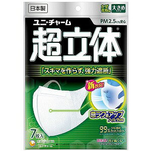 ※パッケージデザイン等は予告なく変更されることがあります。予め御了承下さい。商品特徴 ●三層構造フィルタと全面フィット構造で「スキマを作らず、強力遮断！」●三層構造の高密度フィルタでウイルス飛沫・花粉をブロック ●ノーズフィット搭載の超立体構造でぴったりフィット●なめらかフィルタでつけ心地快適 ●やわらかストレッチ耳かけで繰り返しつけ外ししてもフィットが持続●息ラクフィルタと口元空間で息ラクラク●高い保湿効果でのどをうるおす。 使用方法(1)マスクの上下を確認します。マスクを左右に広げます。(2)耳かけ部分を引っ張りながら、マスクを耳にかけます。 (3)ノーズフィットを鼻の形に合わせてフィットさせます。規格概要本体・フィルタ部：ポリオレフィン・ポリエステル 耳ひも部：ポリオレフィン・ポリウレタンノーズフィット部：ポリオレフィン包装材：紙ご注意 ・個人差により、眼鏡が曇る場合がありますので、運転の際などは十分にご注意ください。・本品は使いきり商品です。洗濯による再使用はできません。 ・耳かけを引っ張りすぎると、ゆるくなることがあります。・本品は有害な粉塵やガス等の発生する場所でのご使用はできません。 ・万一、かゆみ・カブレ等の症状があらわれた場合は、直ちにご使用をやめ、医師にご相談ください。 ・万一、においにより気分が悪くなった場合は、ご使用をおやめください。・乳幼児の手の届かない所に保管してください。 ・高温多湿な場所での保管は避けてください。・睡眠時のご使用はおやめください。・火気のそばでのご使用はおやめください。広告文責 くすりの勉強堂TEL 0248-94-8718■発売元：ユニ・チャーム株式会社