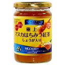 ※パッケージデザイン等は予告なく変更されることがあります。予め御了承下さい。【商品特徴】 MGO100+のマヌカハニーに高知県産生姜を漬け込み紅茶をブレンドしました。生姜の爽やかな香りと極上マヌカハニーの上品な甘さが紅茶の深い味わいにマッチしたマヌカはちみつ紅茶です。 【お召し上がり方】冷、温水で薄めて。　ジャムとしてパンなどにつけて。その他お料理の風味付けなどにもご利用いただけます。【原材料】 果糖ぶどう糖液糖（国内製造）、生姜（高知県産）、オリゴ糖シロップ、マヌカハニー（ニュージーランド産）、紅茶エキス、香辛料/安定剤（ペクチン）、酸味料、香料、ビタミンC 【栄養成分】大さじ1.5杯（30）g当りエネルギー：86kcal、たんぱく質：0g、脂質：0g、炭水化物：21.5g、食塩相当量 ：0g 【注意事項】・本品は蜂蜜を使用した商品ですので、1歳未満の乳児には与えないでください。 ・開封後は冷蔵庫で保管し、お早めにお召し上がりください。・時間が経つと色が濃くなる場合もありますが品質には問題ありません。 ■発売元：株式会社 正栄広告文責くすりの勉強堂0248-94-8718