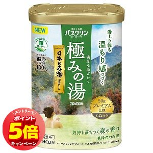 「7/26AM1:59迄エントリーでP5倍」バスクリン 極みの湯 気持ち落ちつく森の香り 600g
