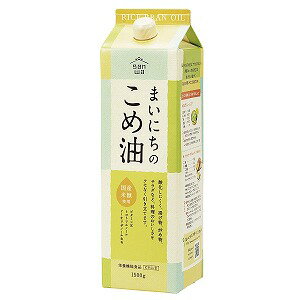 ※パッケージデザイン等は予告なく変更されることがあります。予め御了承下さい。特徴●国産原料の安心感 こめ油は、新鮮な玄米のぬかと胚芽からうまれた、国産原料を使用した唯一の食用油で、遺伝子組み換えの心配がないので安全・安心です。 ●ビタミンEの栄養機能食品です。サラッともたれにくく、料理のおいしさを引き立てる油です。 酸化しにくく、揚げ物、炒め物、サラダなど、料理のおいしさをクセなく引き立てます。毎日の料理にお役立てください。 ●バリア性の高いフィルムを採用した紙パックタイプの容器を使用し品質劣化を防いでおります。使用後はコンパクトにたため、ゴミの容積軽減にもつながります。 お召し上がり方一日当たりの摂取目安量：大さじ一杯(14g)程度栄養成分100g当たり エネルギー：900kcaL、たんぱく質：0g、脂質：100g、コレステロール：0mg、炭水化物、食塩相当量：0mg、ビタミンE：51mg、トコトリエノール：78mg、γ-オリザノール：219mg、植物ステロール：1083mg ご注意・開封後はお早めにお召し上がりください。・油は加熱しすぎると発煙・発火します。その場を離れるときは、必ず火を消してください。 ・水の入った油を加熱したり、過熱油に水が入ると、油が飛びはね火傷をすることがあります。 ・寒冷時には油脂分が白く濁ることがありますが、品質に何ら影響はありません。温めると元にもどります。広告文責くすりの勉強堂TEL 0248-94-8718■発売元：三和油脂994-0044 山形県天童市一日町四丁目1番2023-653-3021