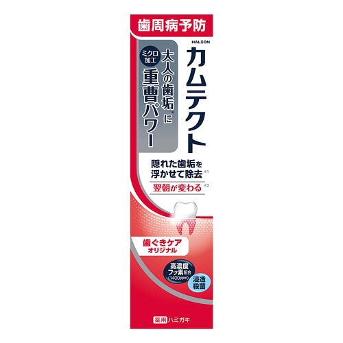 こちらの商品はメール便(ゆうパケット)での配送となります。 ポスト投函または指定場所へ置き配での配達となります。 ポストに入らなかった場合の「指定場所」をご選択ください。 ※簡易梱包となりますので運送途中に箱の変形等生じる場合がございます。 ※紛失・破損等の保証は一切ございません。 ※選択いただける指定場所以外は対応不可となります。 ※別途備考欄へ記載頂きましても対応出来かねます。 ※他商品との同梱は不可となります。 ※パッケージデザイン等は予告なく変更されることがあります。予め御了承下さい。 【商品特徴】 ■歯周病予防 (歯周病とは、歯肉炎・歯槽膿漏の総称) ・出血が気になる方のために開発。 ・重曹・歯垢除去パワー(※1)の濃密ハミガキ。 ・高濃度フッ素配合(1400ppm)。 ・重曹で歯垢の除去(※1) ・IPMP(イソプロピルメチルフェノール)で歯周病菌の殺菌。 ・MAG(グリチルリチン酸モノアンモニウム)で抗炎症作用。 ※1:重曹(清掃剤)配合ハミガキでブラッシングによる歯垢除去 【効能・効果】 歯肉炎の予防、歯槽膿漏の予防、ムシ歯の発生および進行の予防、口臭の防止、歯を白くする、口中を浄化する、口中を爽快にする 【用法・用量】 適量をハブラシにとり、ていねいに歯と歯ぐきをブラッシングし、飲み込まずに口をすすいでください。 【成分・分量】 ・清掃剤:炭酸水素ナトリウム(重曹) ・湿潤剤:濃グリセリン ・清涼剤:ハッカ油、l-メントール ・発泡剤:ヤシ油脂肪酸アミドプロピルベタイン ・粘度調整剤:キサンタンガム ・香味剤:香料(オリジナルミント)、サッカリンNa ・薬用成分:フッ化ナトリウム(フッ素)、イソプロピルメチルフェノール(IPMP)、グリチルリチン酸モノアンモニウム(MAG) ・着色剤:黄酸化Fe、赤227 【注意事項】 ・6歳未満には使用させないでください。 ・歯周病(歯肉炎・歯槽膿漏)の症状が持続している方、歯ぐきからの出血がみられる小児の場合は、治療を要する疾患も考えられますので歯科医師にご相談ください。 ・本剤の使用により異常が現れた場合は使用を中止してください。 ・本剤の使用により口腔内・顔面のはれが現れた場合は直ちに医師又は歯科医師にご相談ください。 ・小児の使用に際しては医師、歯科医師へのご相談をおすすめします。 ・小児の手の届かないところに保管してください。 ・このパッケージの説明書きをよく読み、保管しておいてください。 ・ハブラシの毛の材質によっては着色の可能性があります。 ・製品の性質上、分離・色むらが見られる場合がありますが、品質には問題ありません。 【区分】 医薬部外品 【原産国】 日本 ■発売元：Haleonジャパン 株式会社 広告文責 くすりの勉強堂 TEL 0248-94-8718 文責：薬剤師　薄葉 俊子