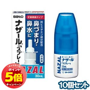 「7/26AM1:59迄エントリーでP5倍」【第2類医薬品】 ナザール スプレー(ポンプ) 30ml 10個セット ※セルフメディケーション税制対象商品