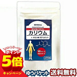 【エントリーでP5倍】カリウム ＋ クエン酸 サプリメント 270粒 2個購入でもう1個プレゼント メール便送料無料