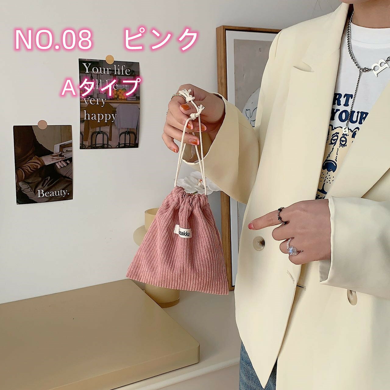 楽天市場】巾着ポーチ（カラーピンク）（バッグ・小物・ブランド雑貨