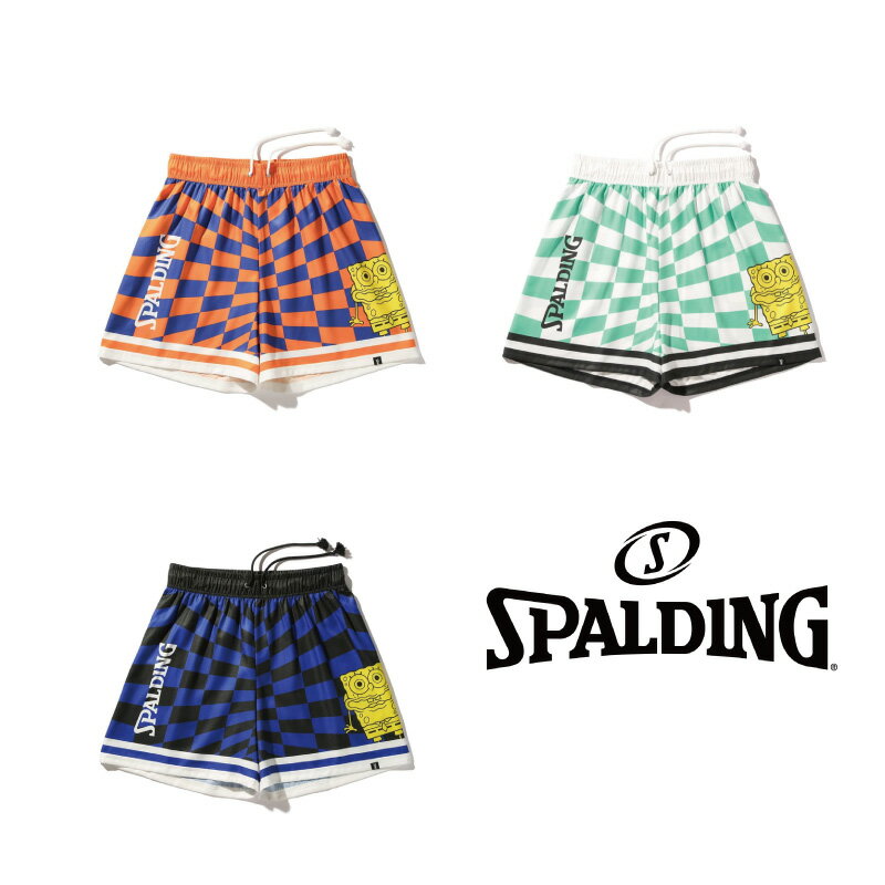 乐天商城 - SMP25047S 布帛ショーツ スポンジ・ボブ チェッカーフラッグ ｜ 正規品 SPALDING スポルディング バスケット ボール バスケ ハーフパンツ Shorts メンズ レディース 男性 女性 ユニセックス 男女兼用 おしゃれ オシャレ