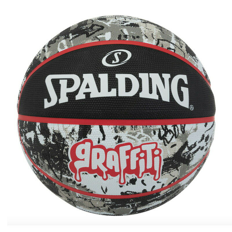 84-521J グラフィティ ブラック×レッド 5号球 ラバー ｜ 正規品 SPALDING スポルディング バスケットボール バスケ 5号 屋外 外用 屋内 室内 店長オススメ オシャレ