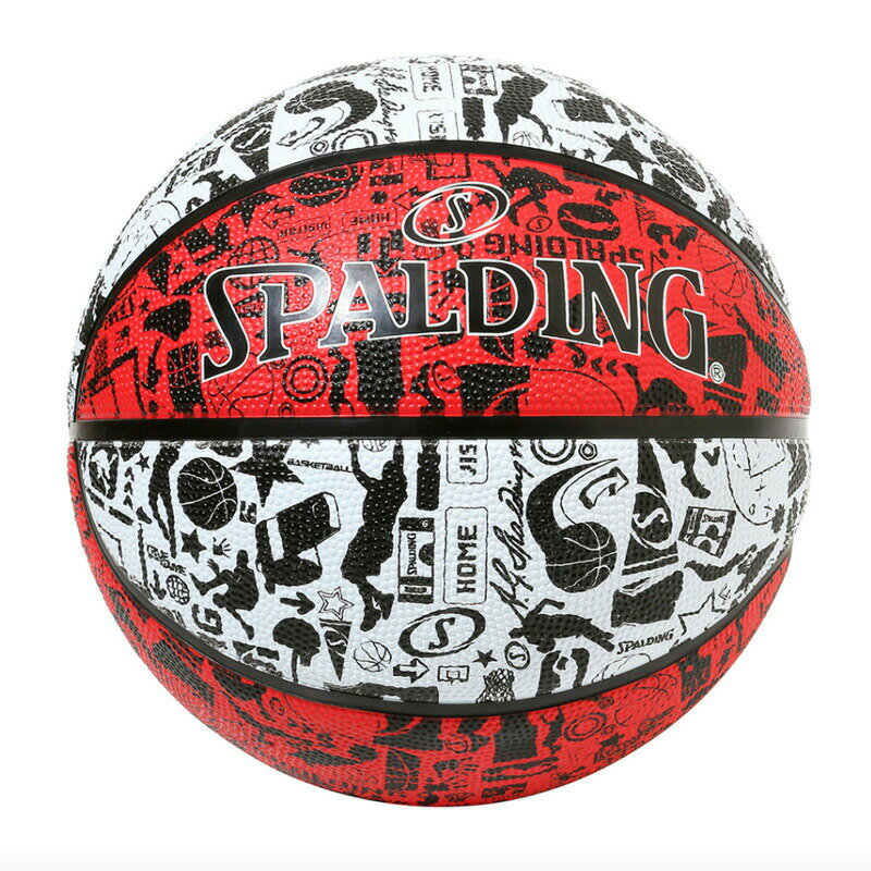 84-530J グラフィティ レッド×ホワイト 6号球 ラバー ｜ 正規品 SPALDING スポルディング バスケットボール バスケ 6号 屋外 外用 屋内 室内 店長オススメ オシャレ