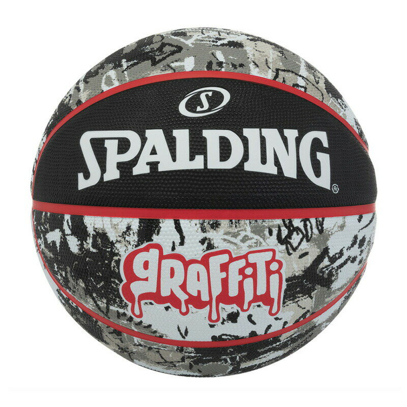 乐天商城 - 84-532J グラフィティ ブラック×レッド 6号球 ラバー ｜ 正規品 SPALDING スポルディング バスケットボール バスケ 6号 屋外 外用 屋内 室内 店長オススメ オシャレ