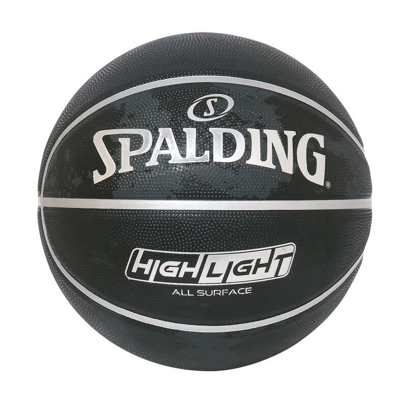 乐天商城 - 85-098J SPALDING ハイライト シルバー ラバー 5号球 ｜ 正規品 スポルディング バスケットボール バスケ 5号 ラバー ゴム 屋外 外用 屋内 室内