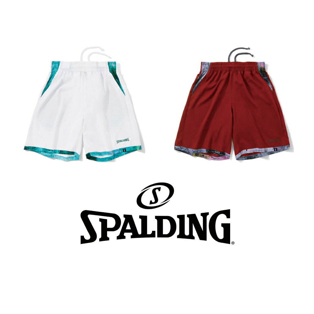 SPALDING SMP23116　布帛パンツ ウォールペイント ヘム ●素材：ポリエステル100％ ●サイズ展開：S,M,L,XL,XXL,3XL ●カラー展開：ホワイト、フィグ ●ストリートアートを想起させるウォールペイント柄をポケット...