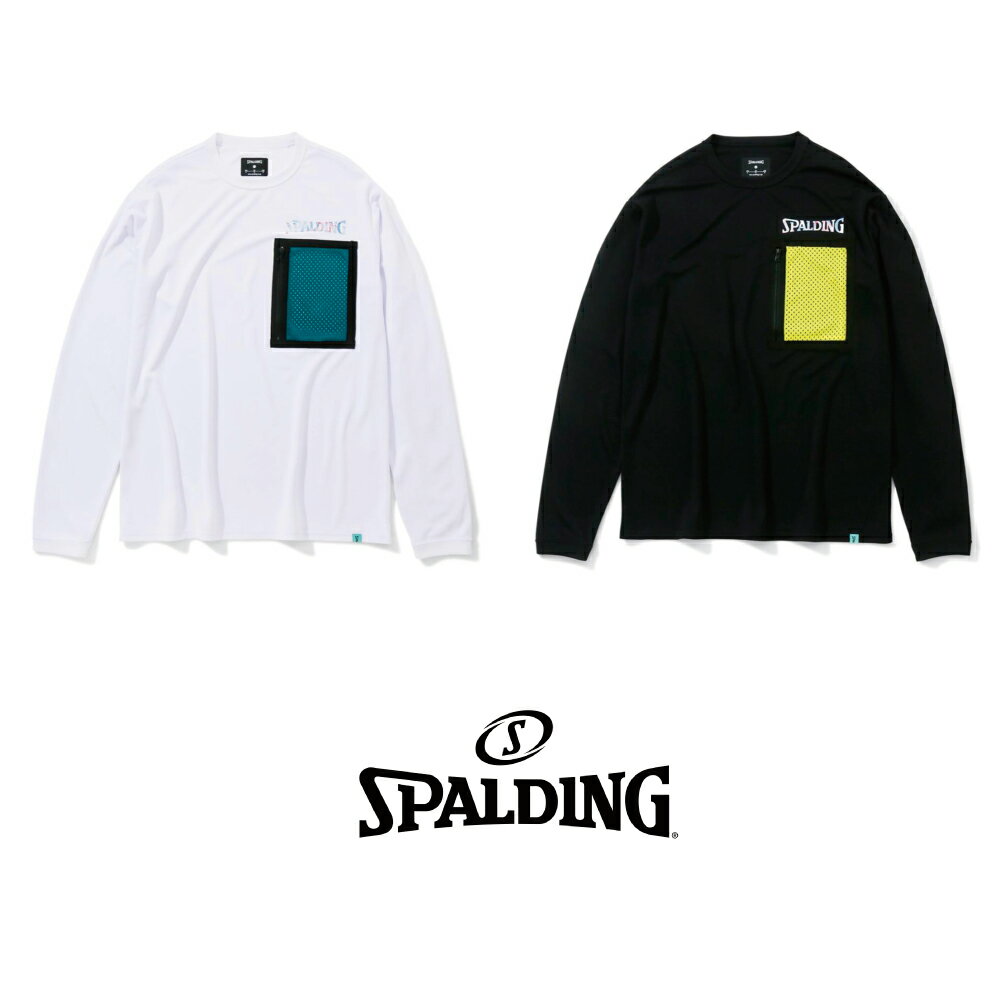 乐天商城 - SMT23101 SPALDING ロングスリーブ Tシャツ ポケット ホログラム ワードマーク ｜ 正規品 スポルディング バスケットボール バスケ T-shirt メンズ レディース 男性 女性 ユニセックス 男女兼用 おしゃれ オシャレ