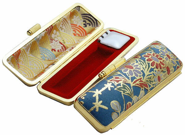 【100円クーポン中】印鑑ケース 15mm はんこケース 四季の庭園 ケース 金色枠 ときめき 13.5mm 〜 15mm おしゃれ 印鑑収納 朱肉付き ハンコ...