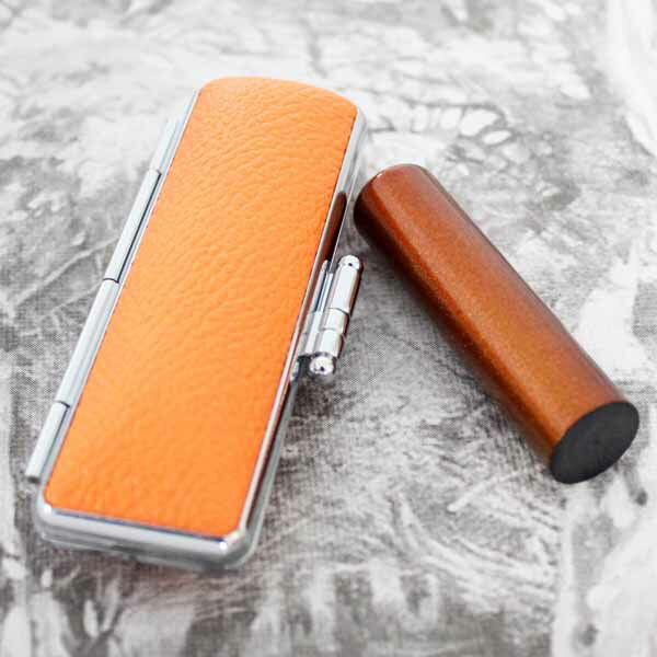 【即日発送 即日無料 平日11時30分までのご注文分 一点限り!キャンペーン】印鑑 実印 15mm メタリック本水牛 印鑑 ゴールド 牛革もみケース付き オレン...