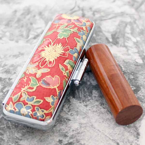 【即日発送 即日無料】平日11時30分までのご注文分 一点限り!キャンペーン なつめ 印鑑 作成 幸運木 18mm 赤色 金華 ピッグスキン ケース付き 実印【...