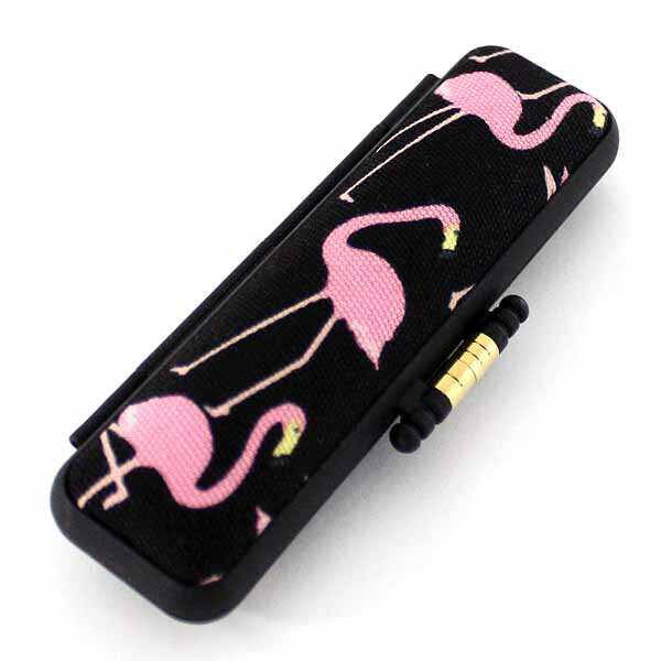 【100円クーポン中】印鑑ケース はんこケース フラミンゴ ケース 黒地にピンクのフラミンゴ 10.5mm 〜 12mm かわいい 印鑑収納 朱肉付き ハンコケ...