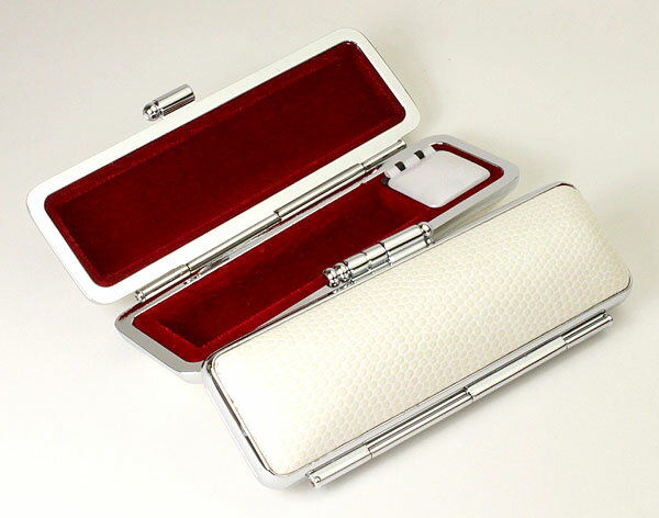 【100円クーポン中】印鑑ケース はんこケース ST枠 ニュートカゲ ケース 白色 16.5mm 〜 18mm 朱肉付き おしゃれ 印鑑収納 プレゼントやギフト...