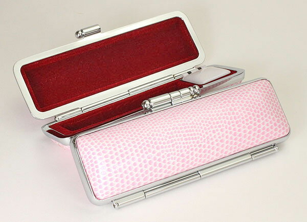 【100円クーポン中】印鑑ケース はんこケース ST枠 ニュートカゲ ケース ピンク色 10.5mm 〜 12mm 朱肉付き おしゃれ 印鑑収納 プレゼントやギ...