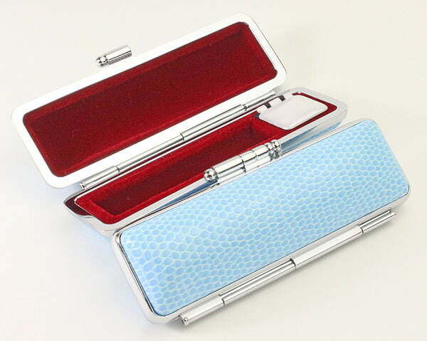 【クーポン発行中】 印鑑ケース はんこケース ST枠 ニュートカゲ ケース 水色 16.5mm 〜 18mm 朱肉付き おしゃれ 印鑑収納 プレゼントやギフトに！ 実印 銀行印 認印 個人ハンコ