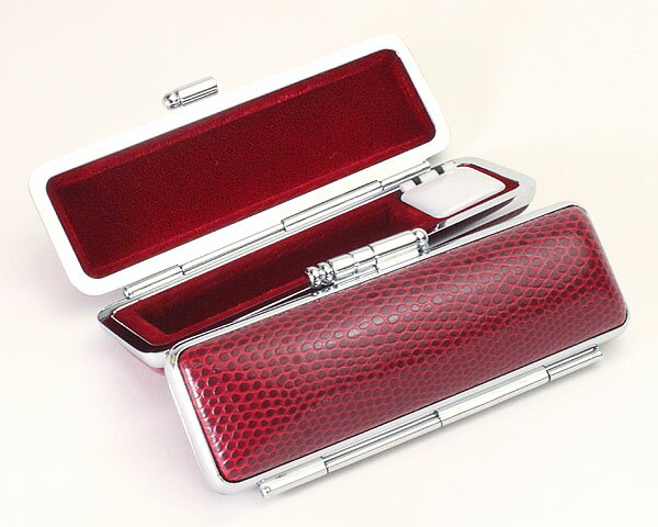 【100円クーポン中】印鑑ケース 15mm はんこケース ST枠 ニュートカゲ ケース 濃赤色 13.5mm〜15mm 朱肉付き おしゃれ 印鑑収納 プレゼント...