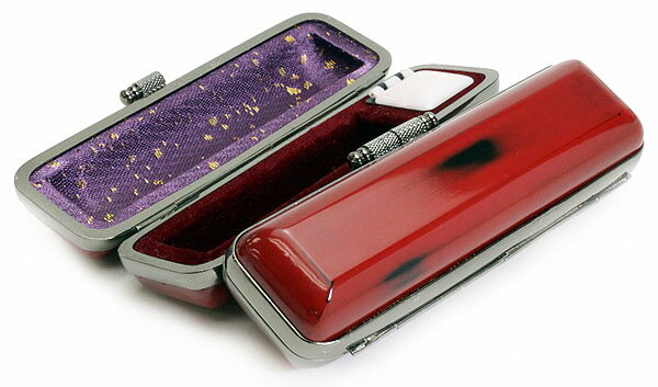 【100円クーポン中】印鑑ケース はんこケース 赤色 黒檀 漆塗り ケース 10.5mm 〜 12mm 朱肉付き おしゃれ 印鑑収納 プレゼントやギフトに! 実...