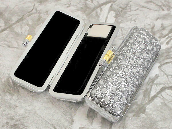 【100円クーポン中】印鑑ケース 15mm はんこケース きらめき ラメ ケース シルバー色 水玉 13.5mm〜15mm かわいい 印鑑収納 朱肉付き プレゼ...