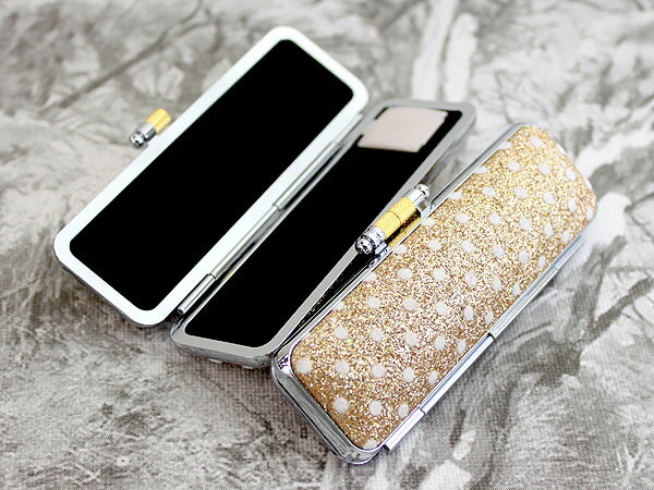 【100円クーポン中】印鑑ケース 15mm はんこケース きらめき ラメ ケース ゴールド色 水玉 13.5mm〜15mm かわいい 印鑑収納 朱肉付き プレゼ...