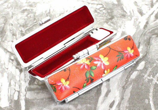 【ポイント2倍】印鑑ケース 15mm はんこケース ST枠 シルバー 花 ケース やまぶき 13.5mm〜15mm おしゃれ 印鑑収納 朱肉付き ハンコケース ...