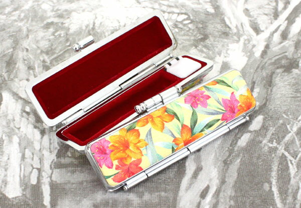 【ポイント2倍】印鑑ケース 15mm はんこケース ST枠 シルバー 花 ケース フリージア 13.5mm〜15mm おしゃれ 印鑑収納 朱肉付き ハンコケース...