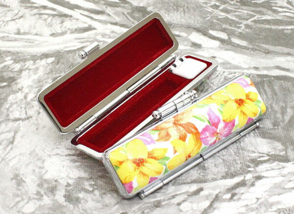 【100円クーポン中】印鑑ケース はんこケース ST枠 シルバー 花 ケース つつじ 16.5mm 〜 18mm おしゃれ 印鑑収納 朱肉付き ハンコケース 印...